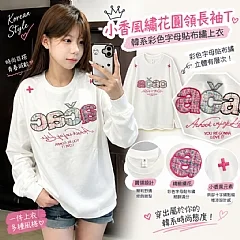 小香風繡花圓領長袖T