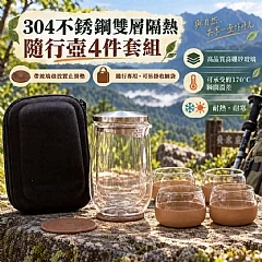 G-外銷日本-SMAKUS高品質304不銹鋼雙層玻璃壺4杯組(含拉鍊收納包) 圖片 1